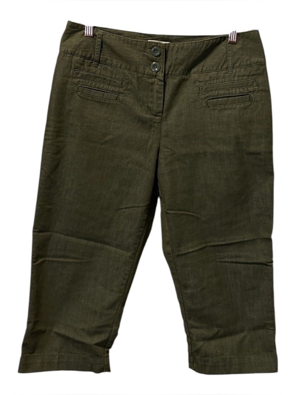 Cato Olive Green Capris with Button Front